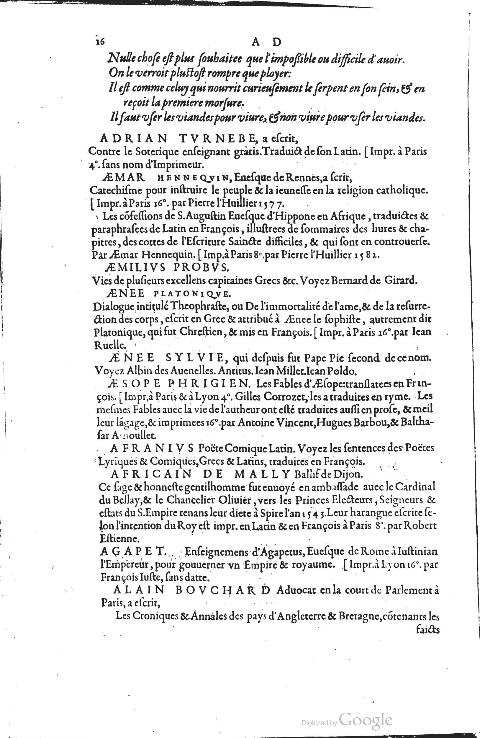 1585 - Barthélemy Honorat - Bibliothèques françaises - BSB Munich