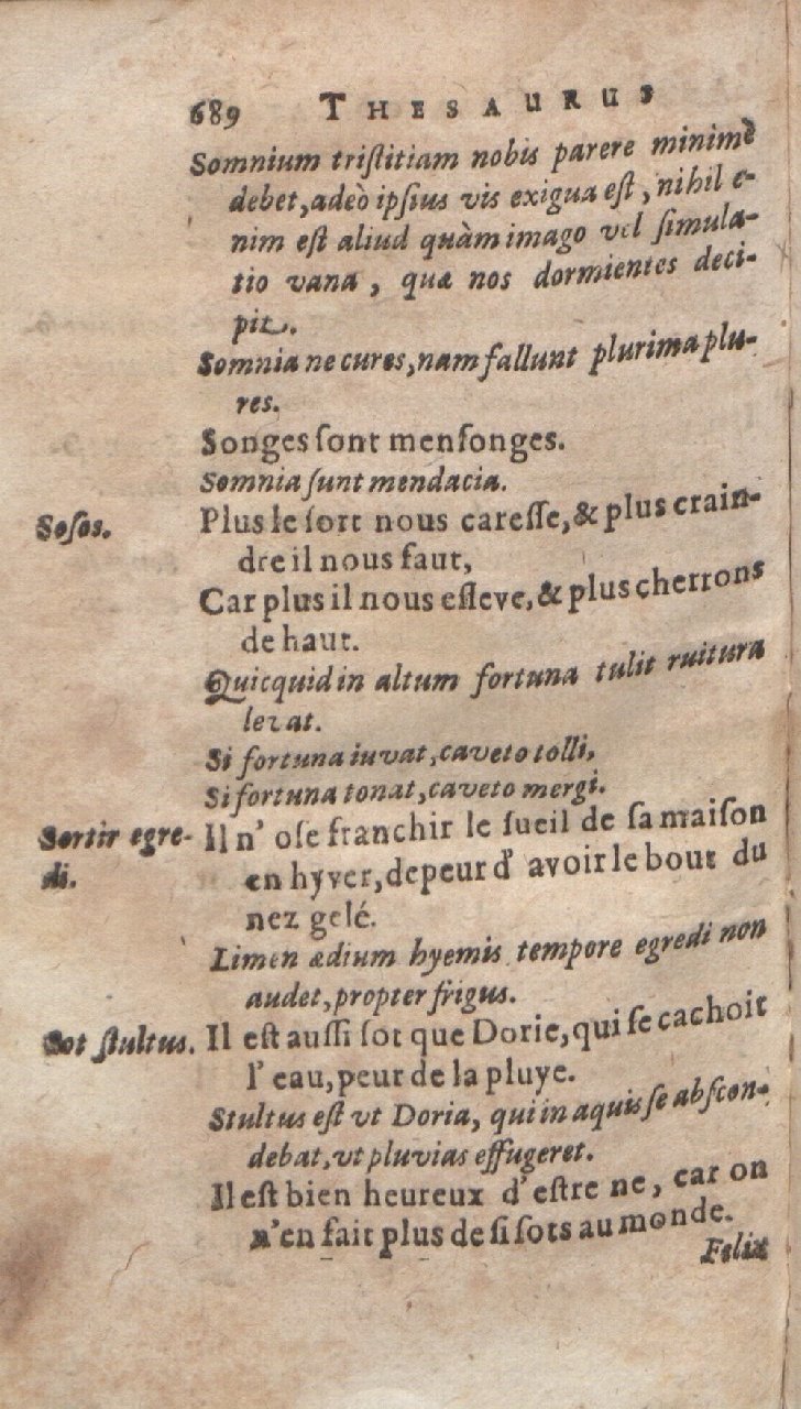 1612 - Dominicus Custos - Trésor des proverbes français  - Bibliopol-Olomuc