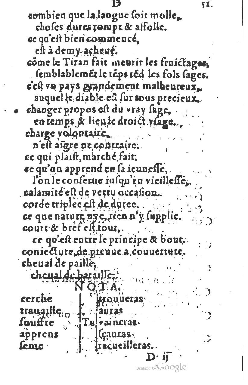 1581 - Nicolas Bonfons  - Trésor des sentences dorées - Princeton
