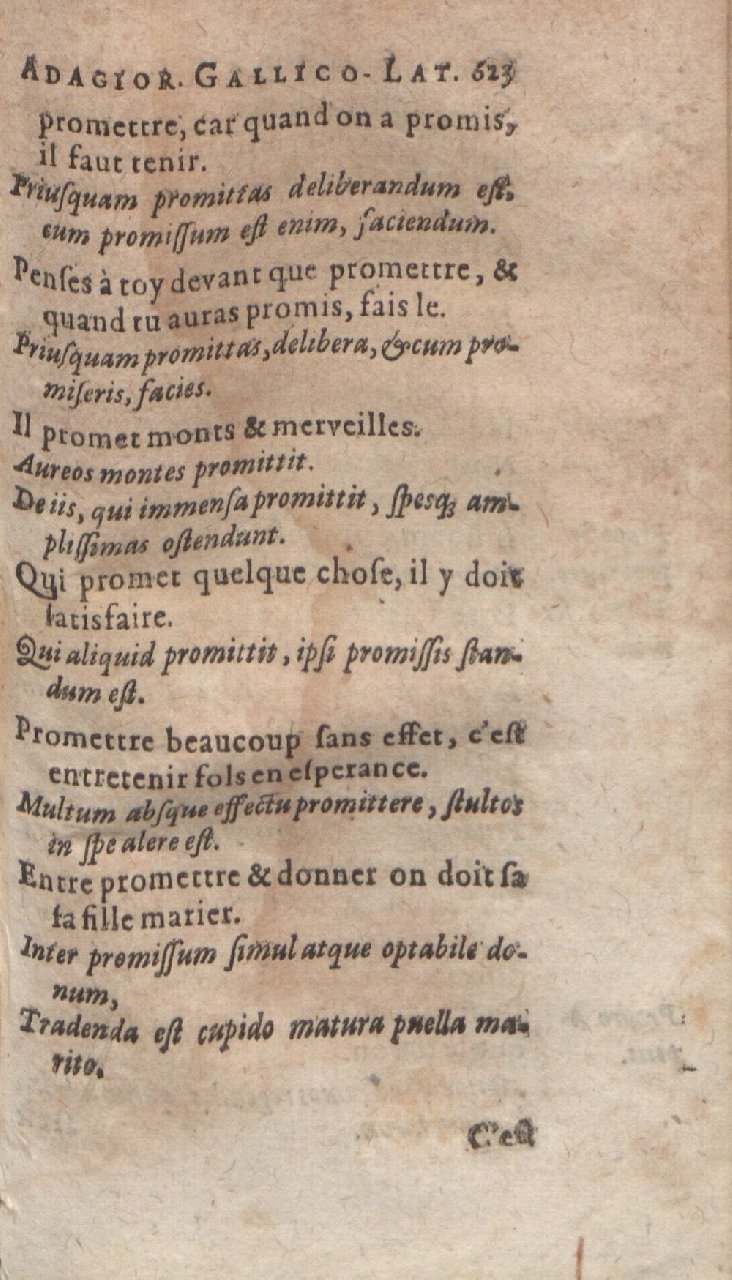 1612 - Dominicus Custos - Trésor des proverbes français - Bibliopol-Olomuc 1612 - Dominicus Custos - Trésor des proverbes français - Bibliopol-Olomuc