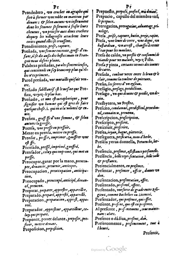 1621 - Adrian Tiffaine - Trésor des deux langues espagnole et française - BM Lyon