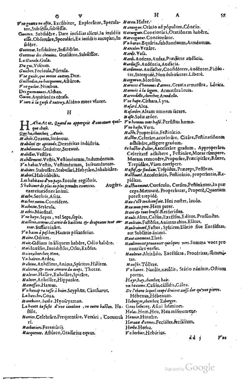 1585 - Simphorianum Beraud et Stephanum Michaëlem - Trésor des mots et traits français - Barcelone