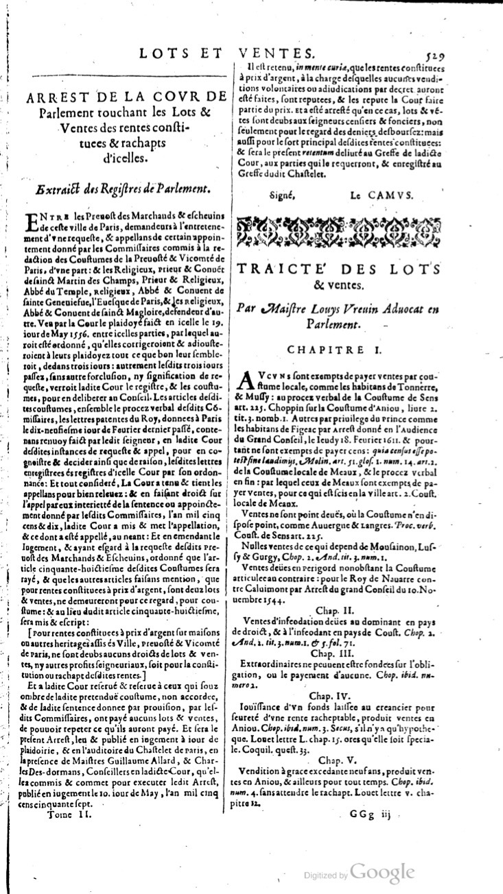 1629 - Veuve Nicolas Buon - Trésor du droit français (21754 T. 2) - BM Lyon
