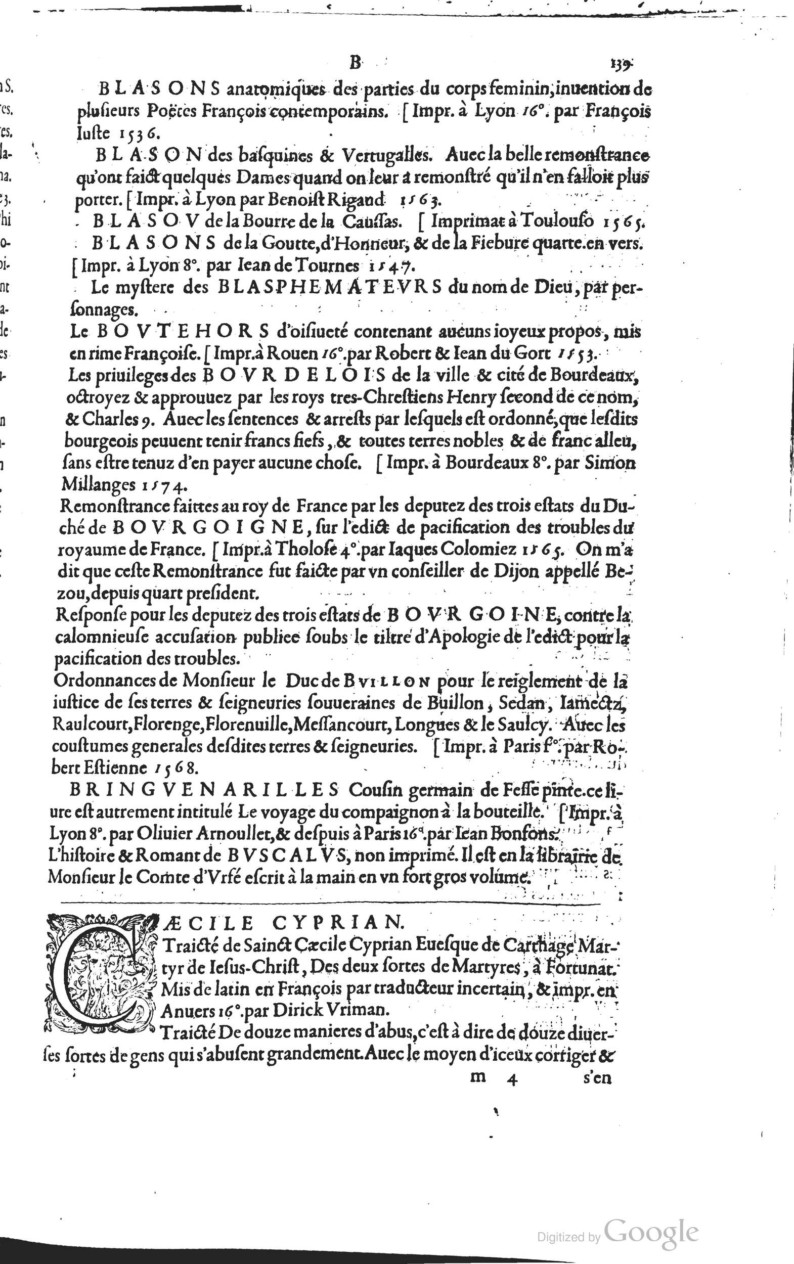1585 - Barthélemy Honorat - Bibliothèques françaises - BSB Munich
