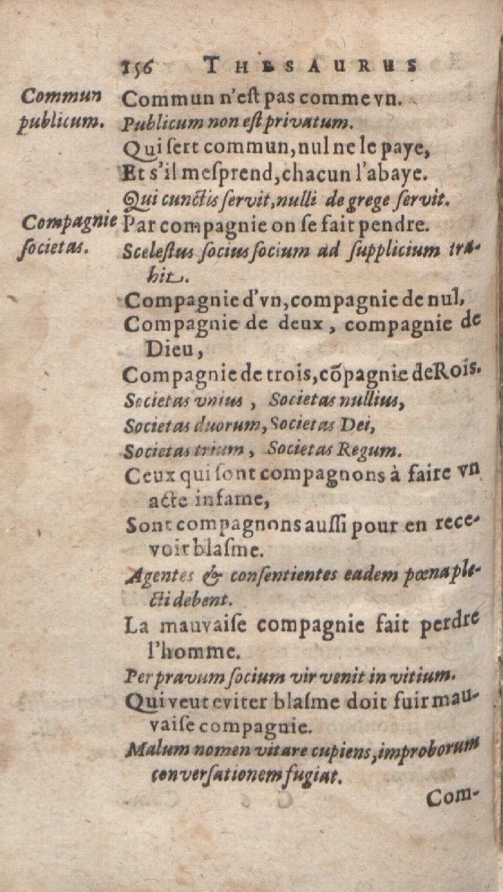 1612 - Dominicus Custos - Trésor des proverbes français  - Bibliopol-Olomuc