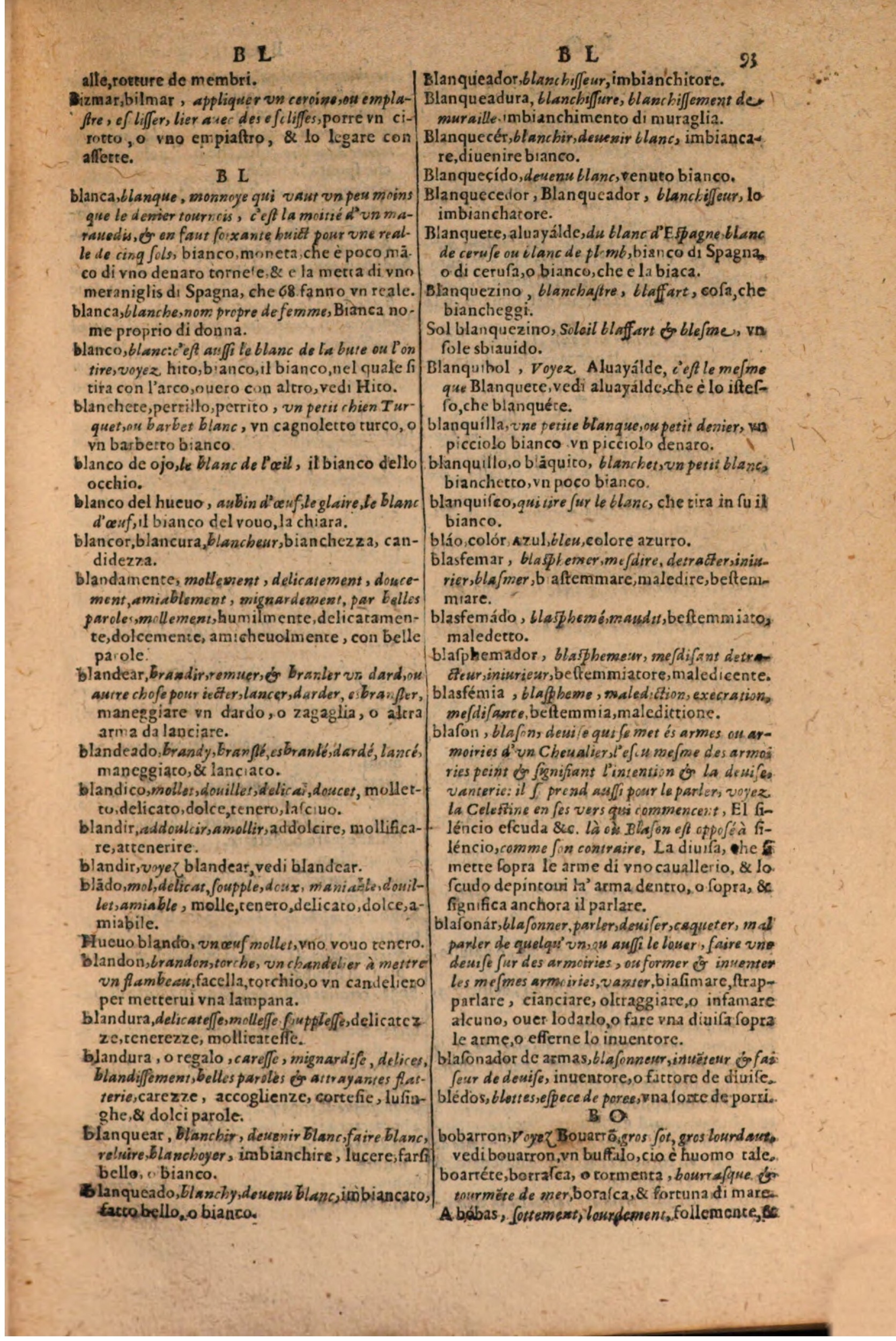 1606 - Samuel Crespin - Thresor des trois langues, francoise, italiene et espagnolle - BSB Munich