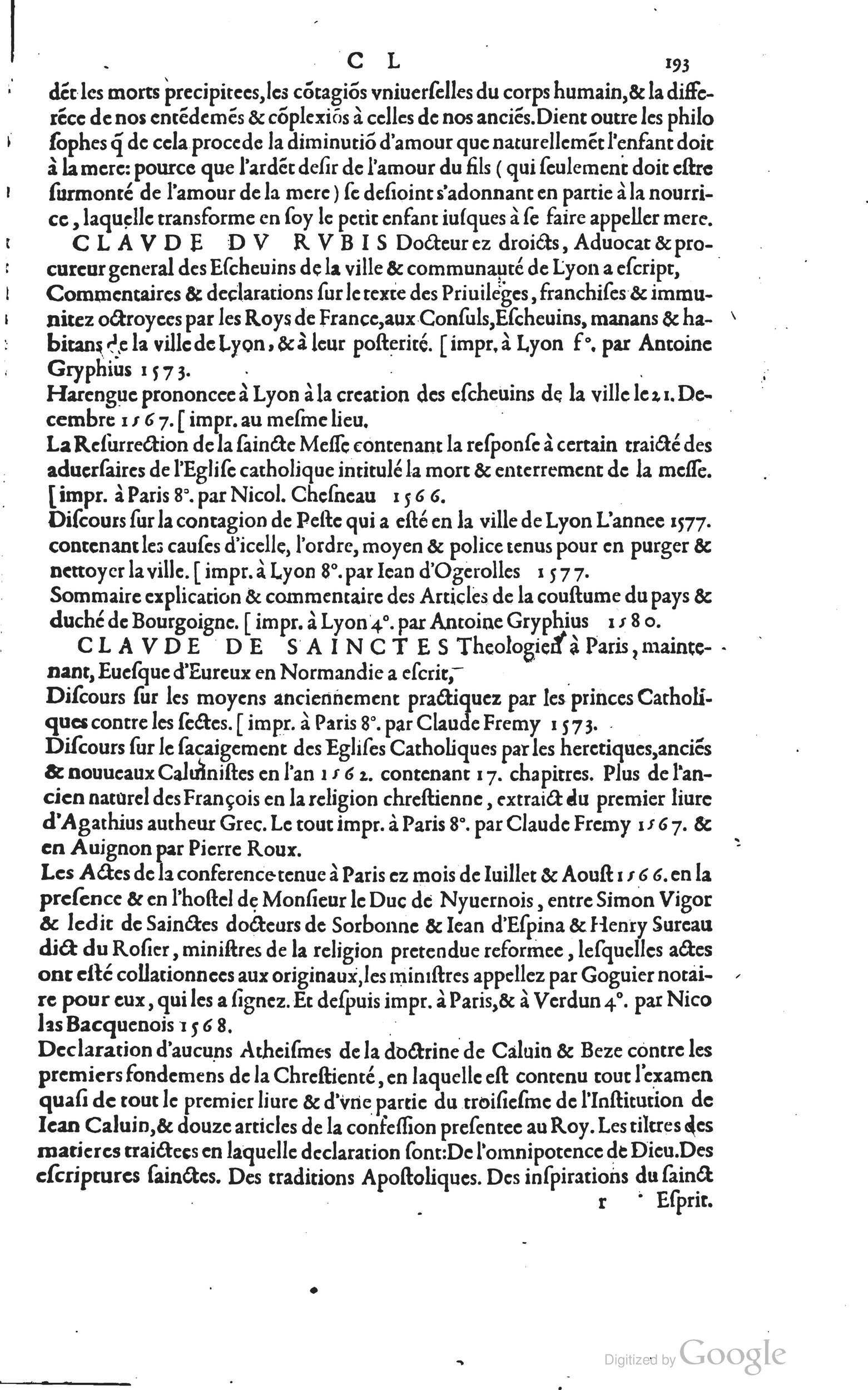 1585 - Barthélemy Honorat - Bibliothèques françaises - BSB Munich