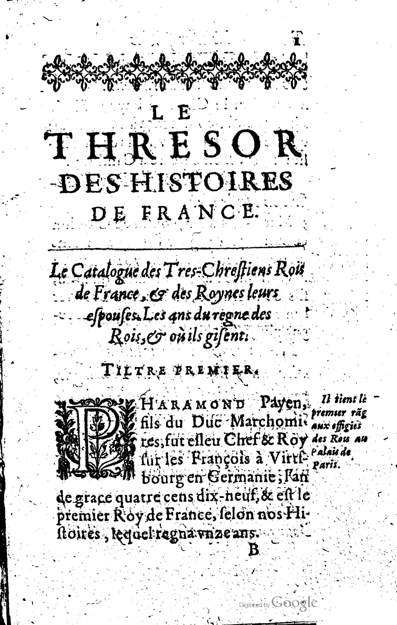 1619 - Jean Corrozet - Trésor des histoires de France - Anvers Musée Plantin-Moretus