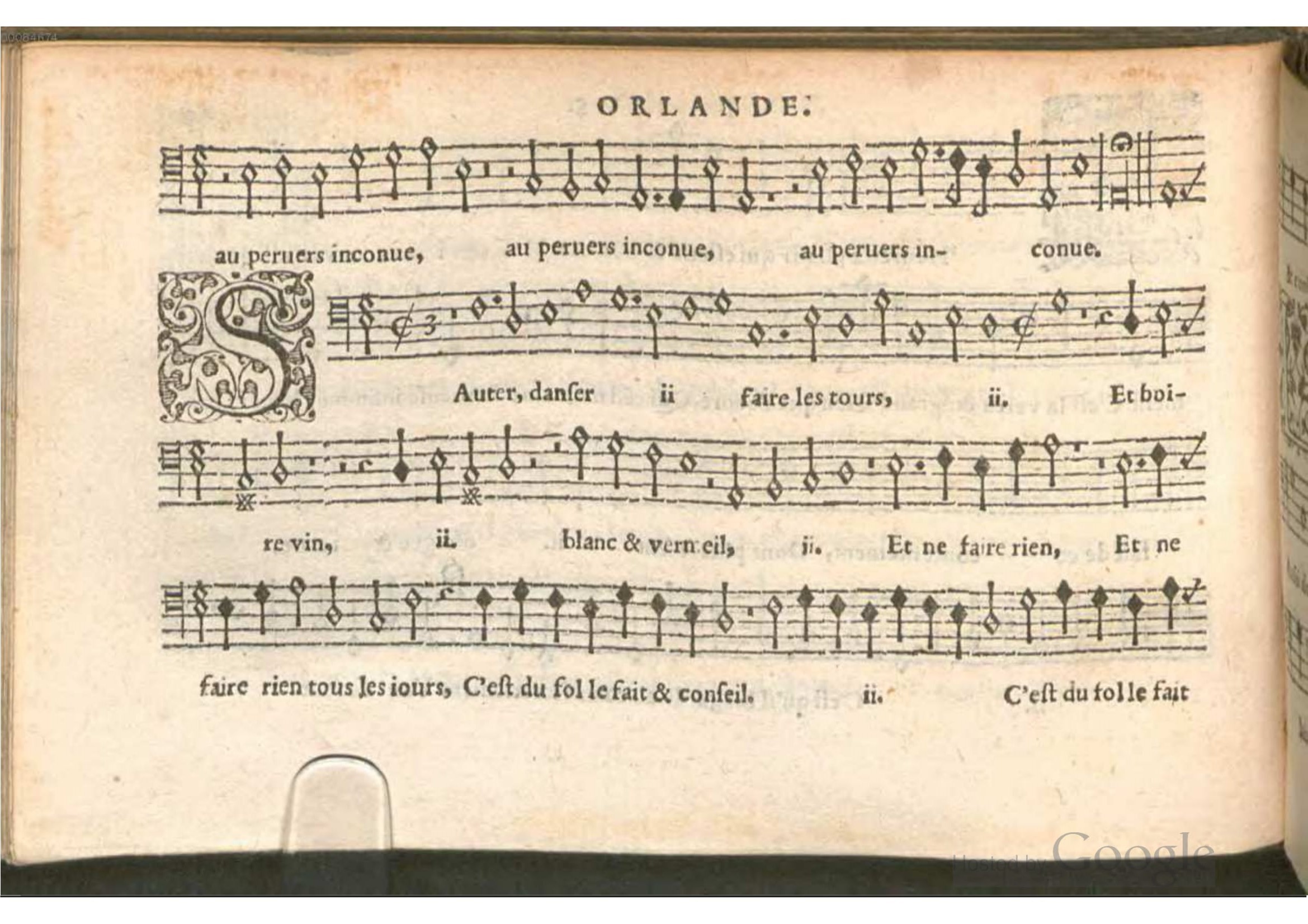 1576 - [Pierre de Saint-André] - Trésor de musique d’Orlande de Lassus Bassus - BSB Munich