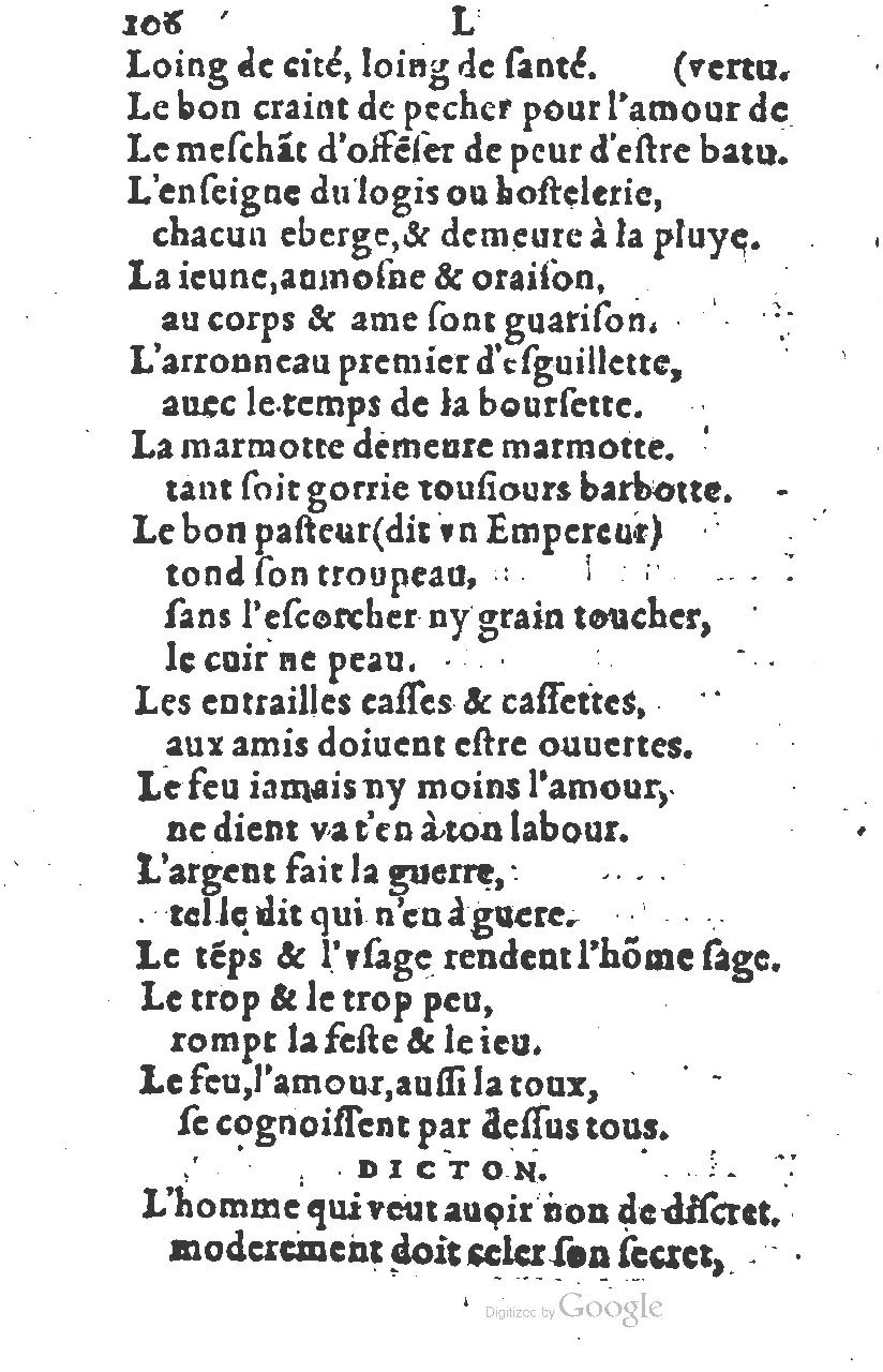 1581 - Nicolas Bonfons  - Trésor des sentences dorées - Princeton