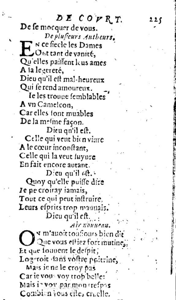 1606 - Théodore Reinsart - Trésor des chansons amoureuses recueillies des plus excellents airs de cour - Livre I - NK ČR Prague