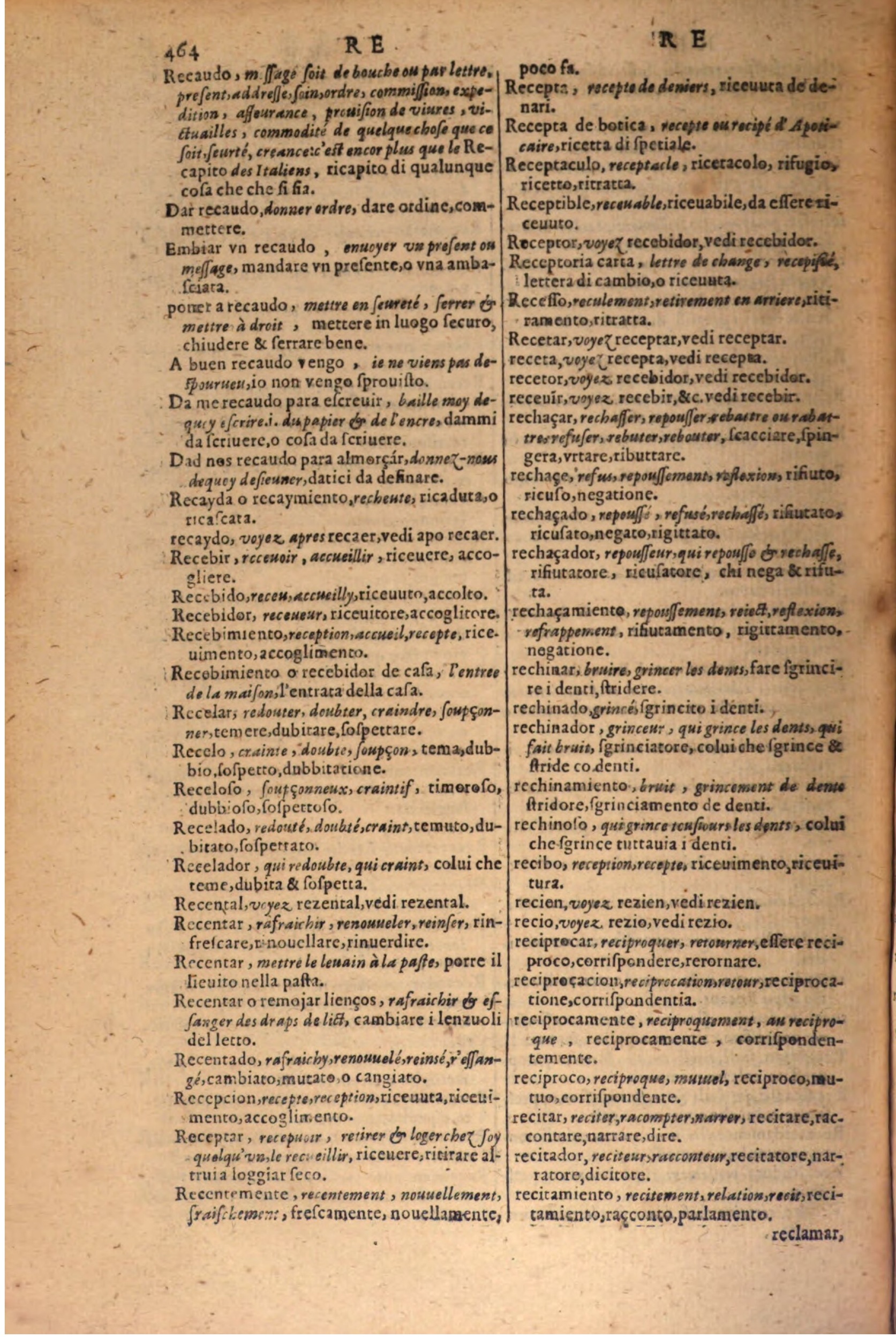 1606 - Samuel Crespin - Thresor des trois langues, francoise, italiene et espagnolle - BSB Munich