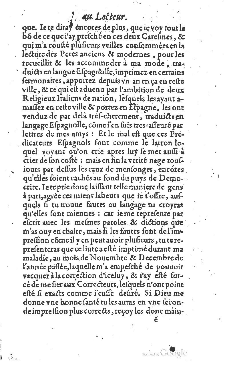 1607 - Nicolas Du Fossé - Trésor quadragésimal - T 01 - BM Lyon