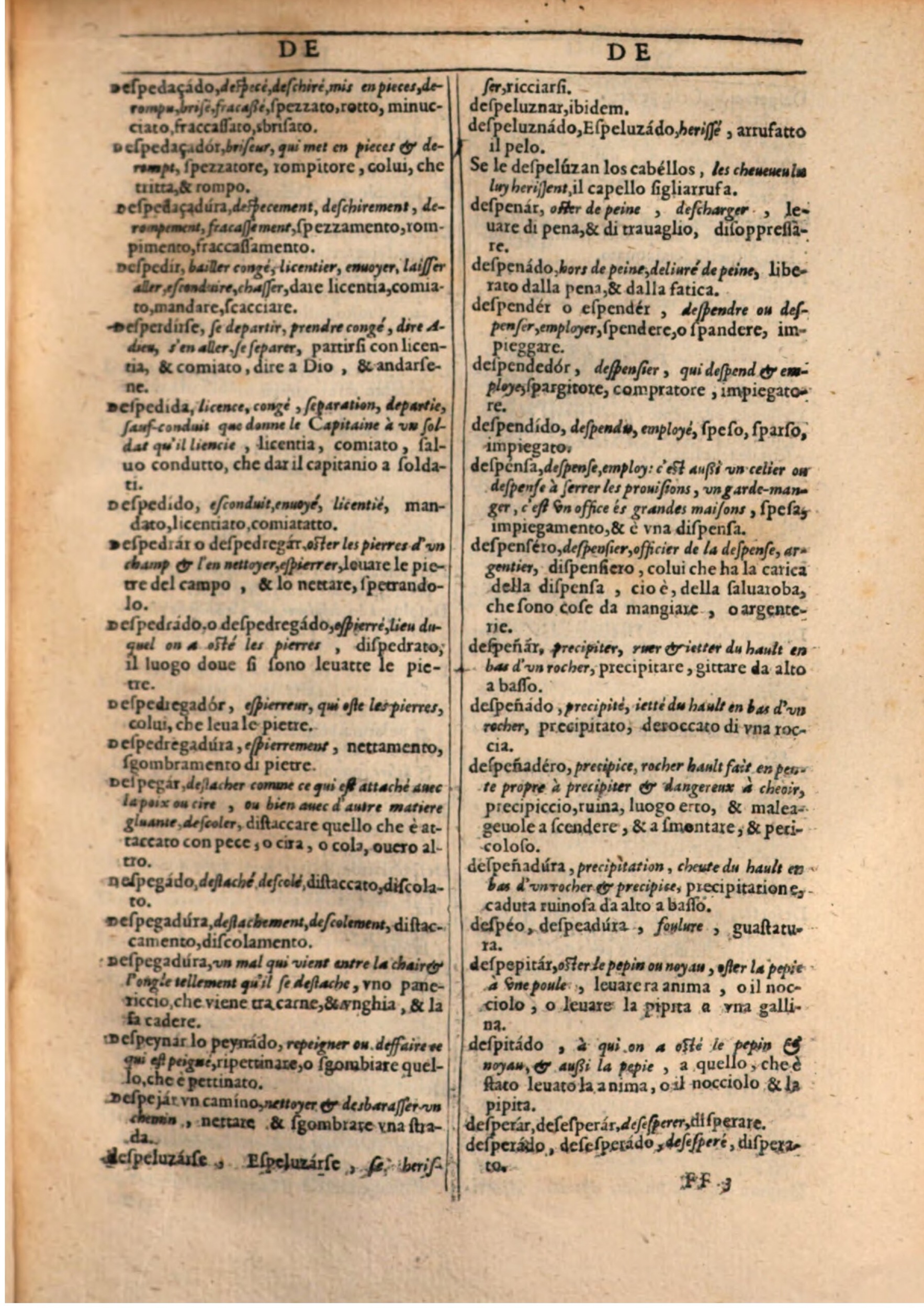 1609 - Philippe Albert et Alexandre Pernet - Trésor des trois langues française, italienne et espagnole (Première partie) - BSB Munich