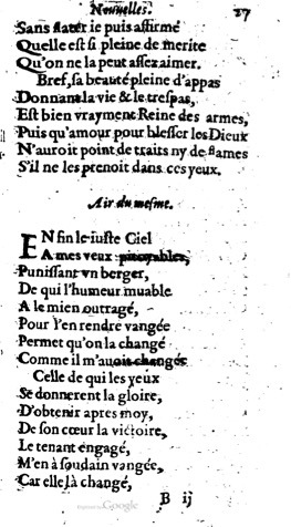 1623 - Jacques Cailloüé - Trésor ou recueil des chansons amoureuses - British Library