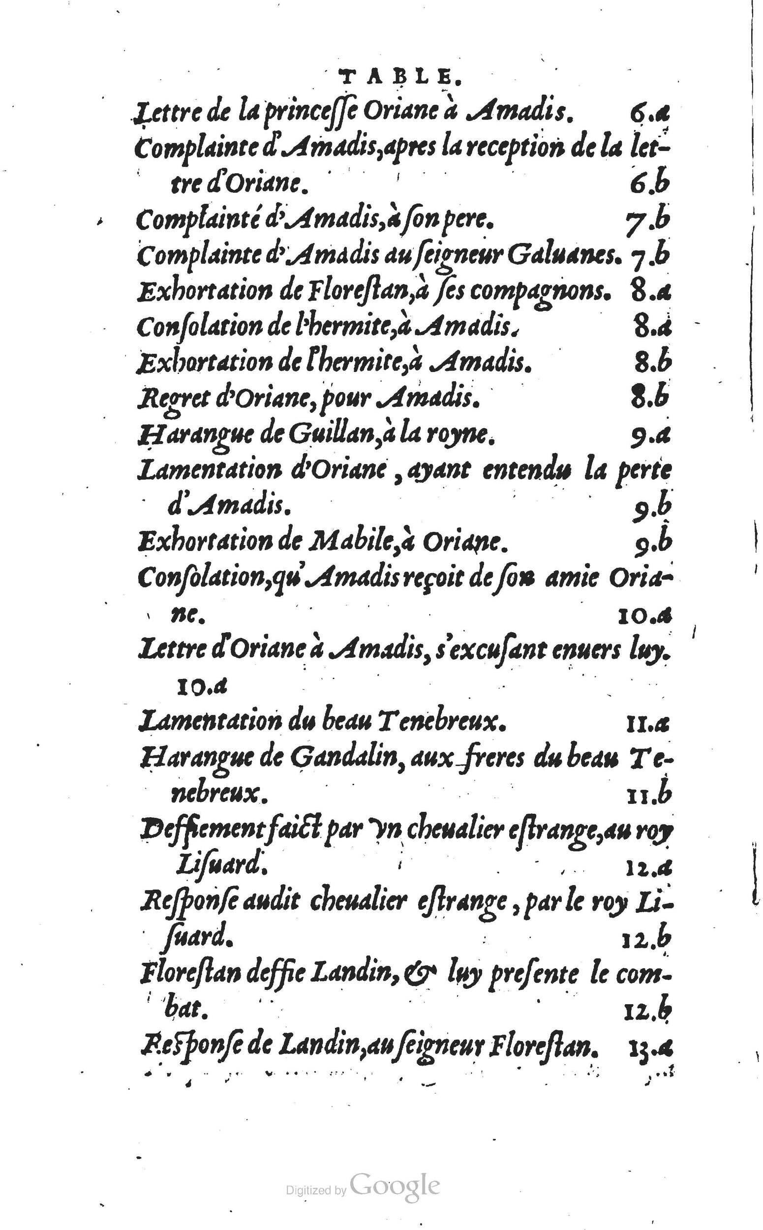1560 - Vincent Sertenas et Gilles Robinot - Trésor des Amadis - British Library