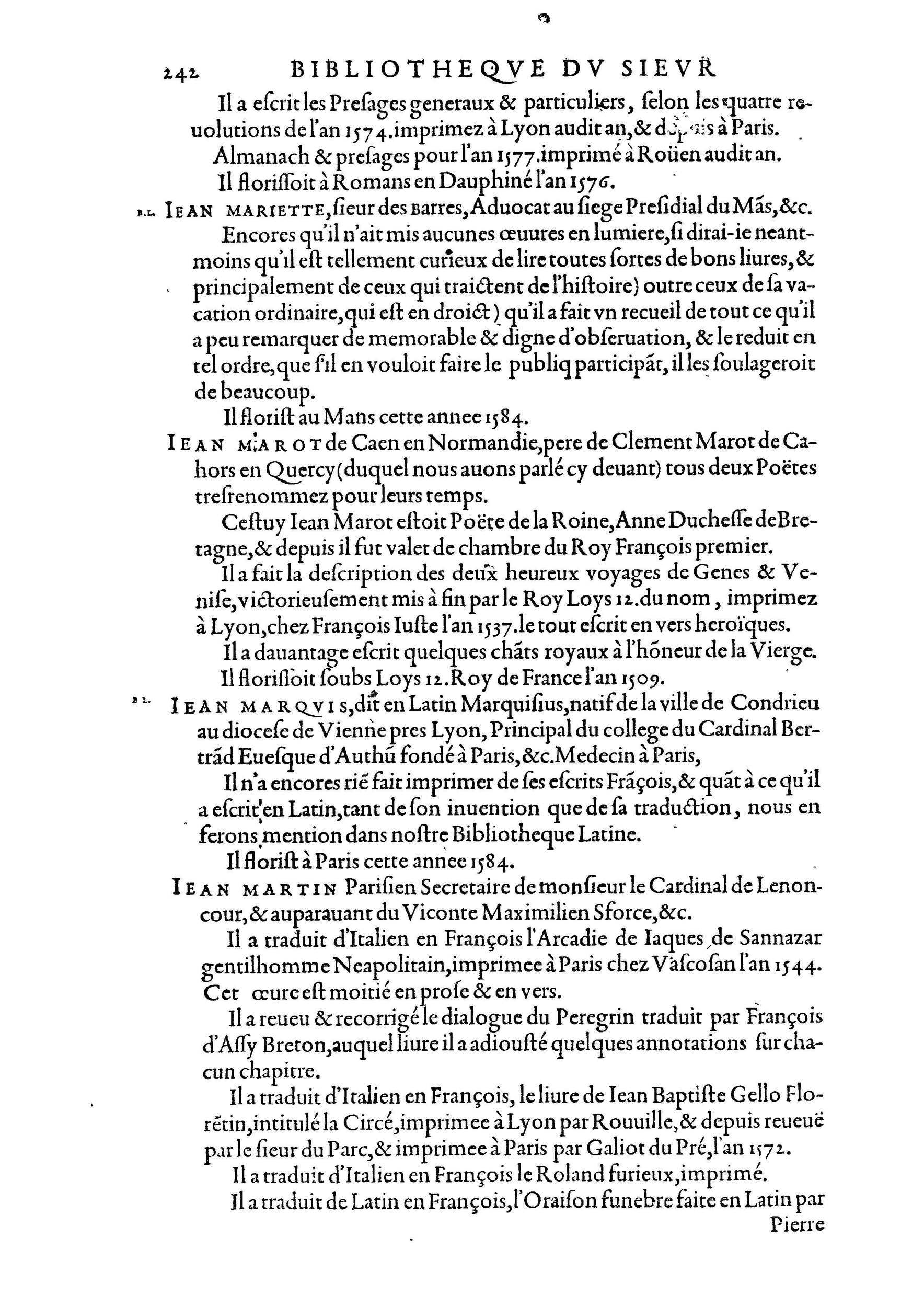 1584 - Abel L&#039;Angelier - Bibliothèques françaises - BnF