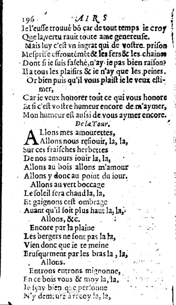 1606 - Théodore Reinsart - Trésor des chansons amoureuses recueillies des plus excellents airs de cour - Livre I - NK ČR Prague