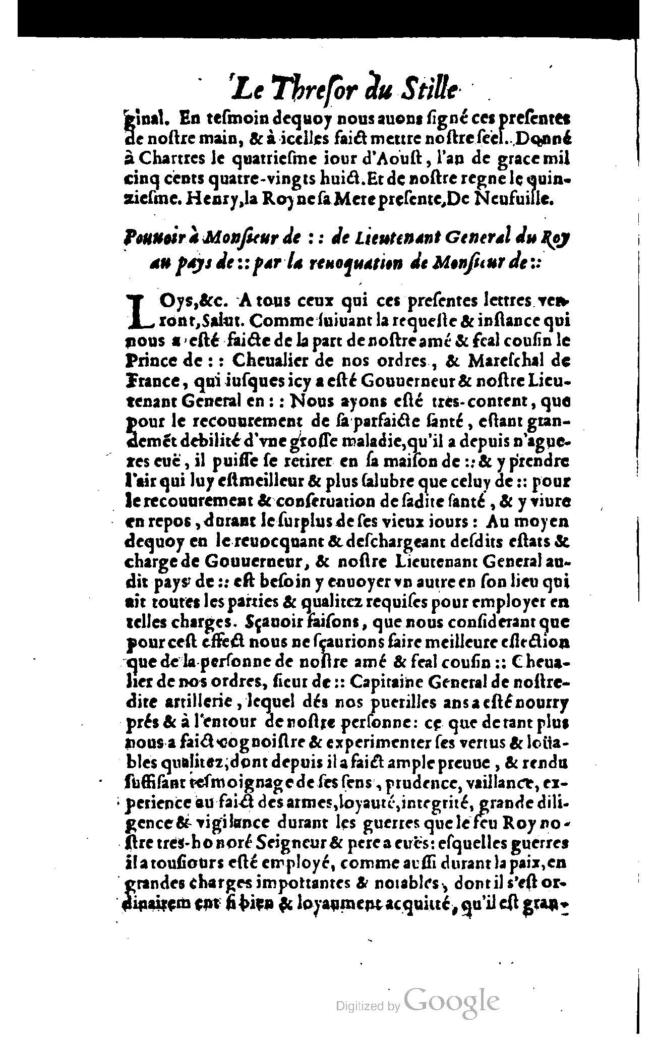 1614 - Jean Richer - Trésor du nouveau style et protocole de la chancellerie de France - BSB Munich