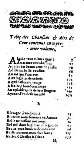 1623 - Jacques Cailloüé - Trésor ou recueil des chansons amoureuses - British Library
