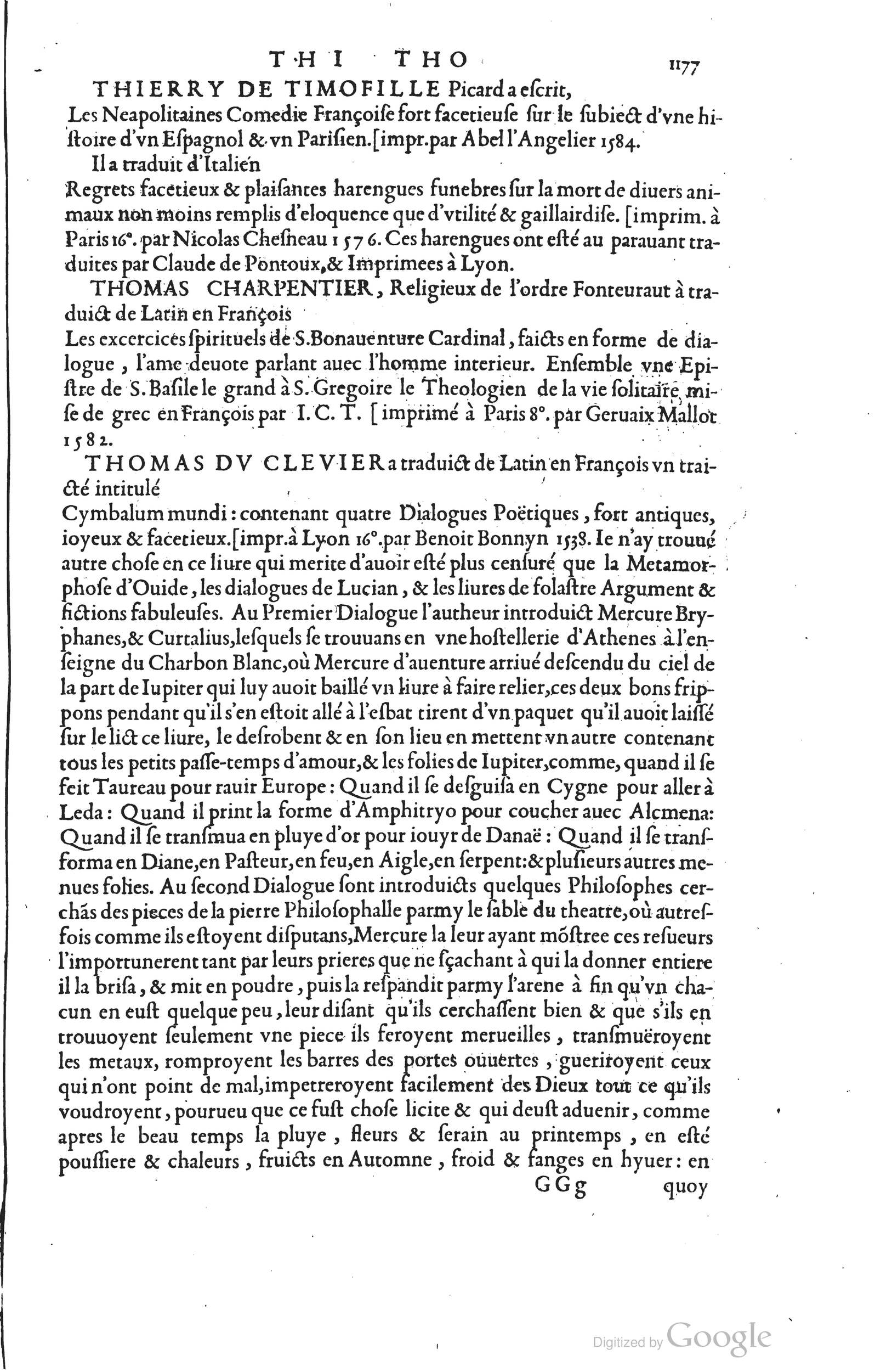 1585 - Barthélemy Honorat - Bibliothèques françaises - BSB Munich
