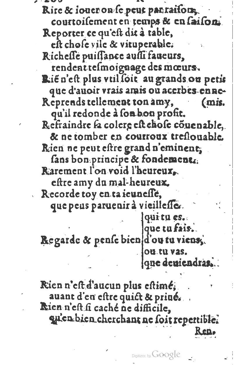 1581 - Nicolas Bonfons  - Trésor des sentences dorées - Princeton