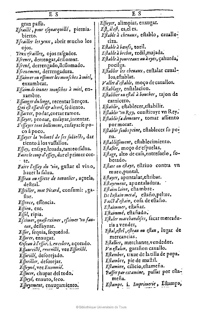 1607 - Marc Orry - Trésor des deux langues espagnole et française (Première et Seconde parties) - BU Tours