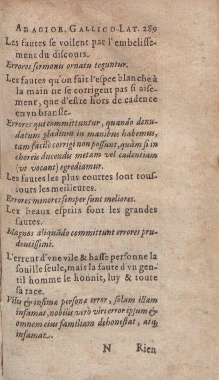 1612 - Dominicus Custos - Trésor des proverbes français  - Bibliopol-Olomuc
