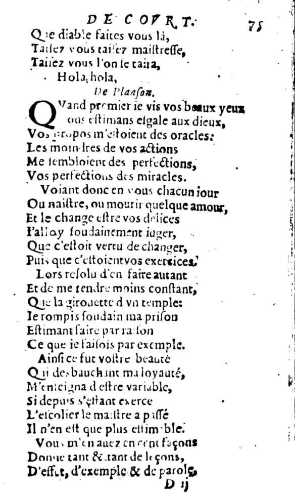 1606 - Théodore Reinsart - Trésor des chansons amoureuses recueillies des plus excellents airs de cour - Livre I - NK ČR Prague