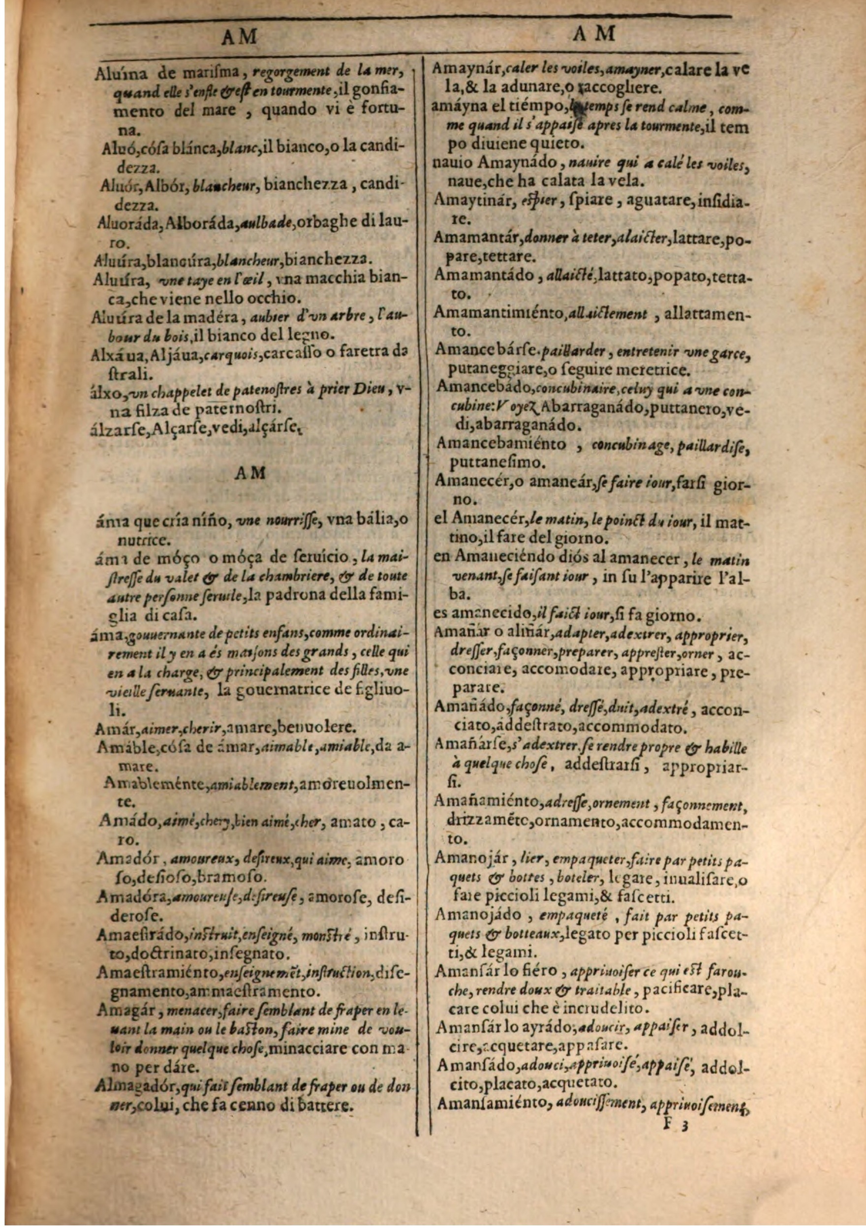 1609 - Philippe Albert et Alexandre Pernet - Trésor des trois langues française, italienne et espagnole (Première partie) - BSB Munich