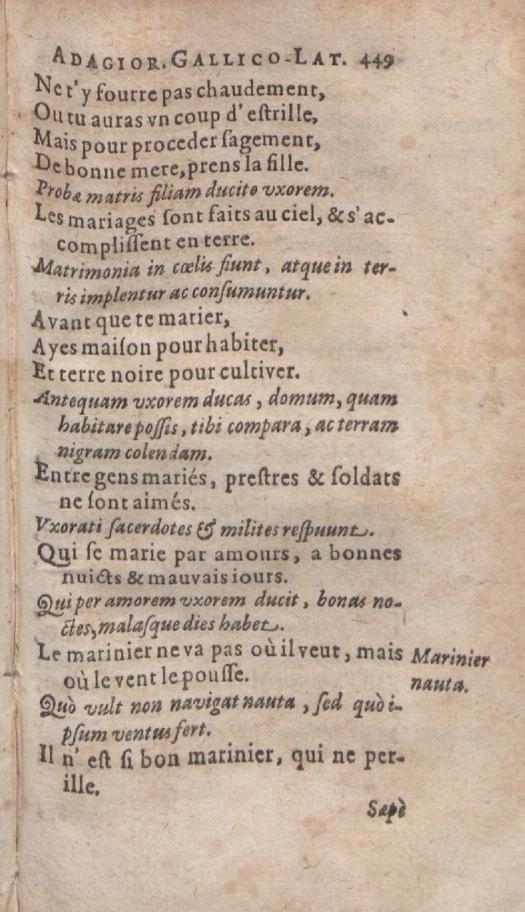 1612 - Dominicus Custos - Trésor des proverbes français  - Bibliopol-Olomuc