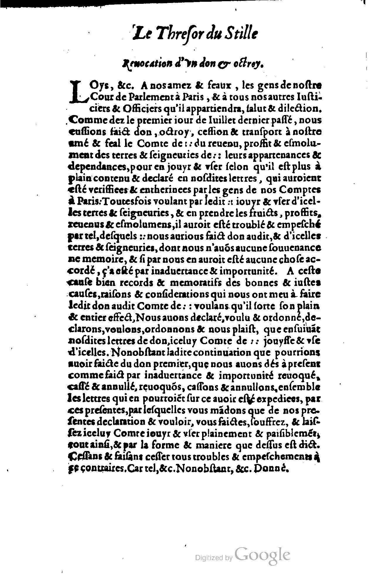 1614 - Jean Richer - Trésor du nouveau style et protocole de la chancellerie de France - BSB Munich