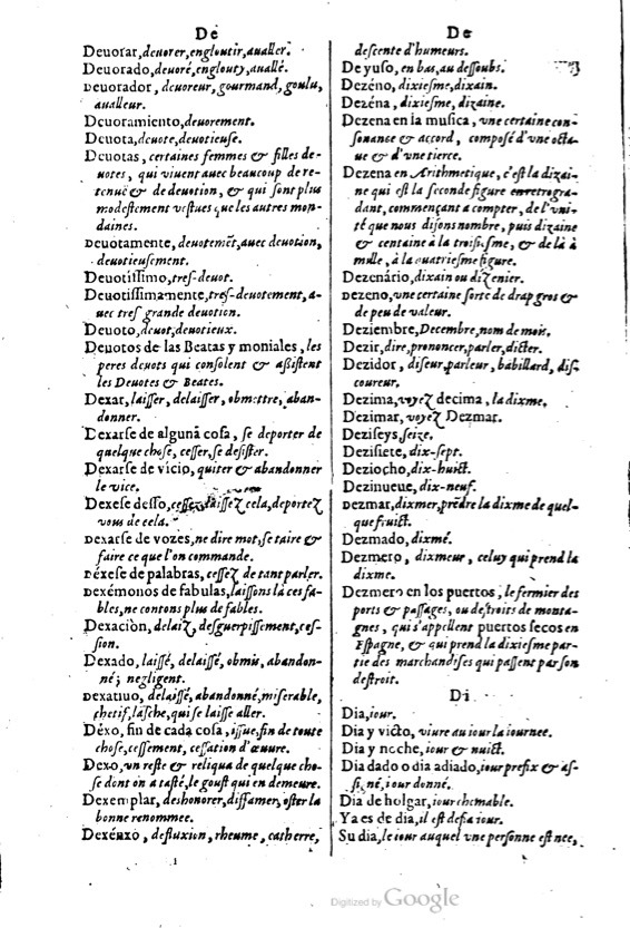 1621 - Adrian Tiffaine - Trésor des deux langues espagnole et française - BM Lyon