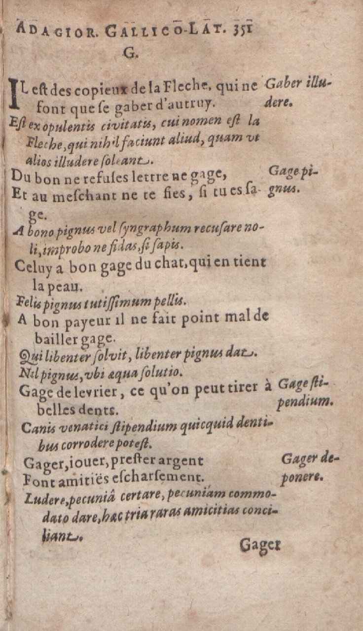 1612 - Dominicus Custos - Trésor des proverbes français  - Bibliopol-Olomuc