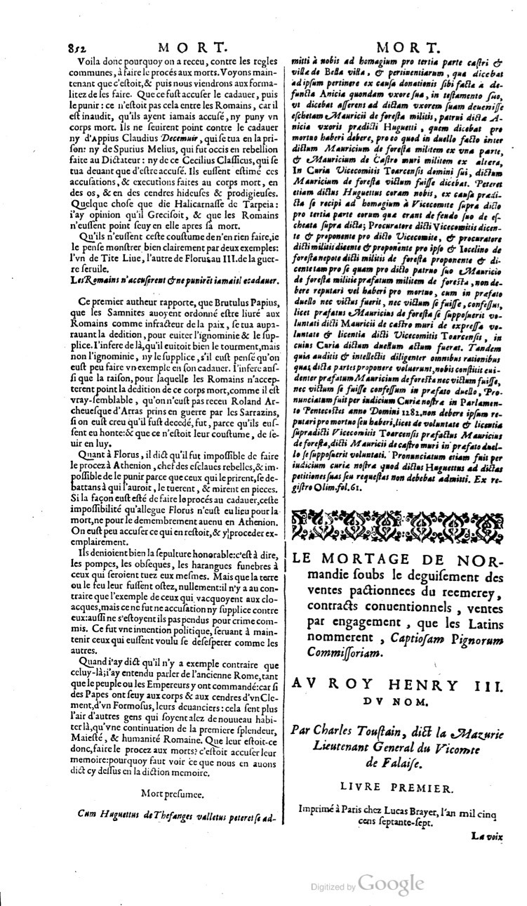 1629 - Veuve Nicolas Buon - Trésor du droit français (21754 T. 2) - BM Lyon