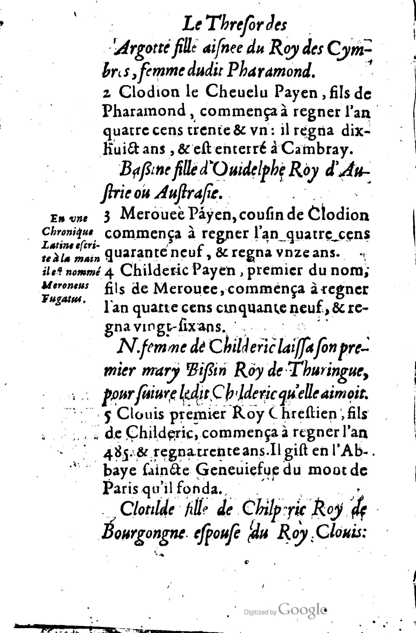 1619 - Jean Corrozet - Trésor des histoires de France - BSB Munich