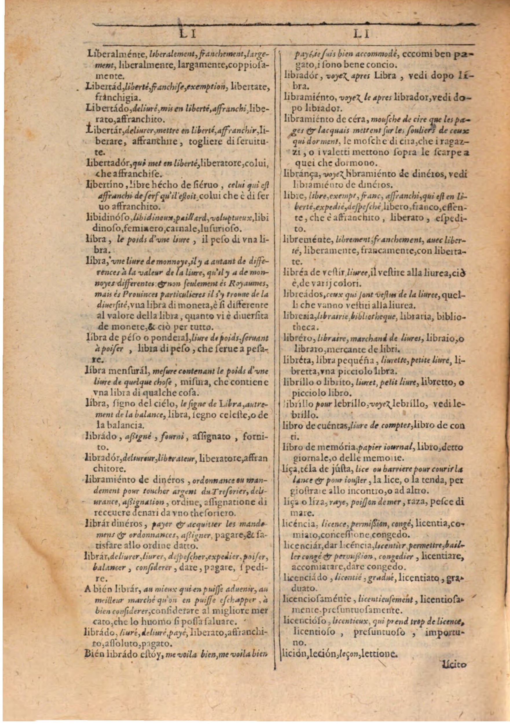 1609 - Philippe Albert et Alexandre Pernet - Trésor des trois langues française, italienne et espagnole (Première partie) - BSB Munich