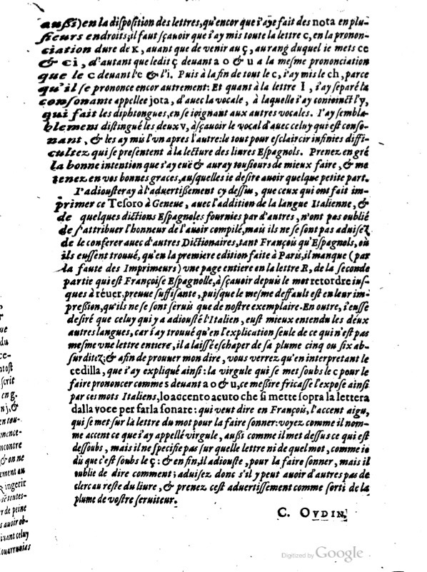 1616 - Veuve Marc Orry - Trésor des deux langues espagnole et française (Première et Seconde parties) - BM Lyon