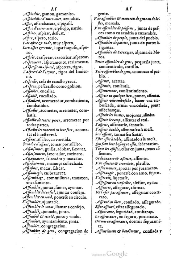 1621 - Adrian Tiffaine - Trésor des deux langues espagnole et française - BM Lyon