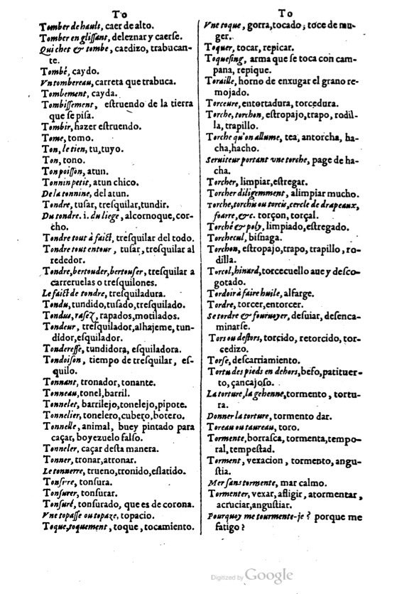 1621 - Adrian Tiffaine - Trésor des deux langues espagnole et française - BM Lyon