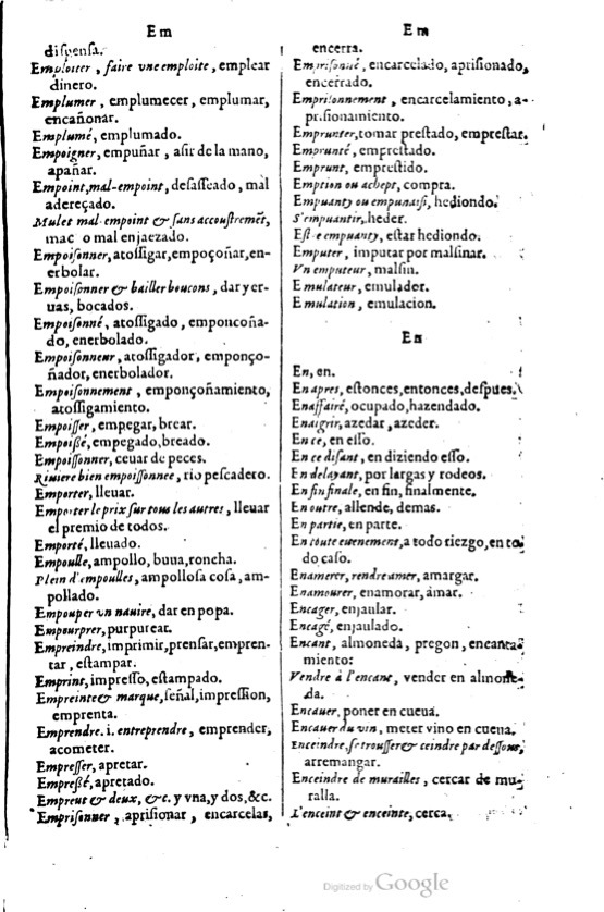 1621 - Adrian Tiffaine - Trésor des deux langues espagnole et française - BM Lyon