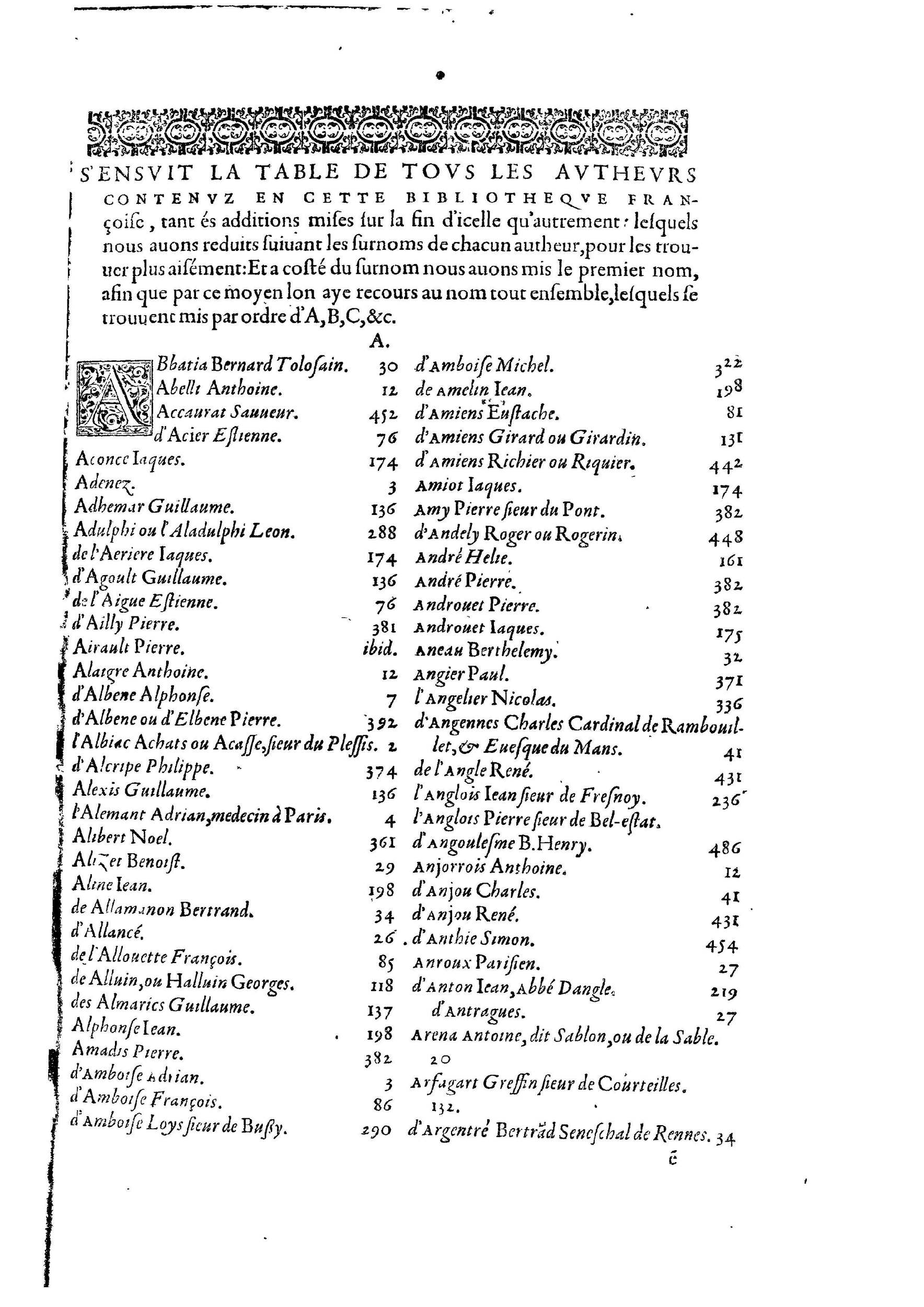 1584 - Abel L&#039;Angelier - Bibliothèques françaises - BnF