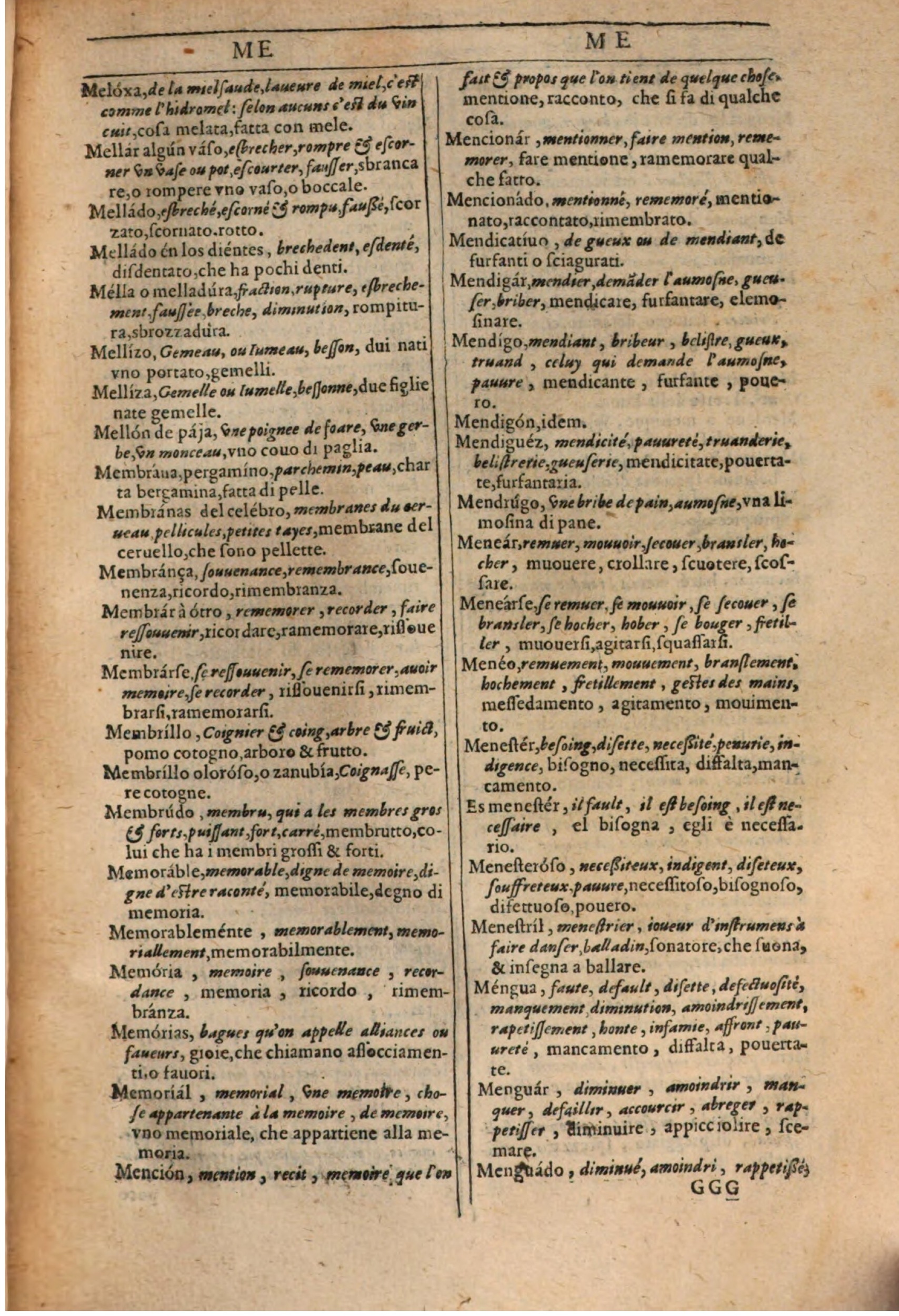 1609 - Philippe Albert et Alexandre Pernet - Trésor des trois langues française, italienne et espagnole (Première partie) - BSB Munich 1609 - Philippe Albert et Alexandre Pernet - Trésor des trois langues française, italienne et espagnole (Première partie) - BSB Munich