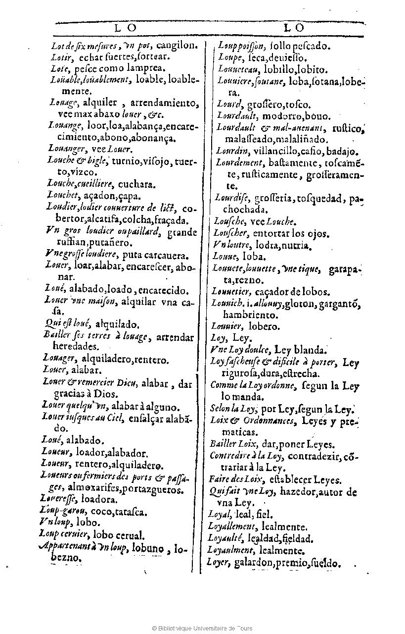 1607 - Marc Orry - Trésor des deux langues espagnole et française (Première et Seconde parties) - BU Tours