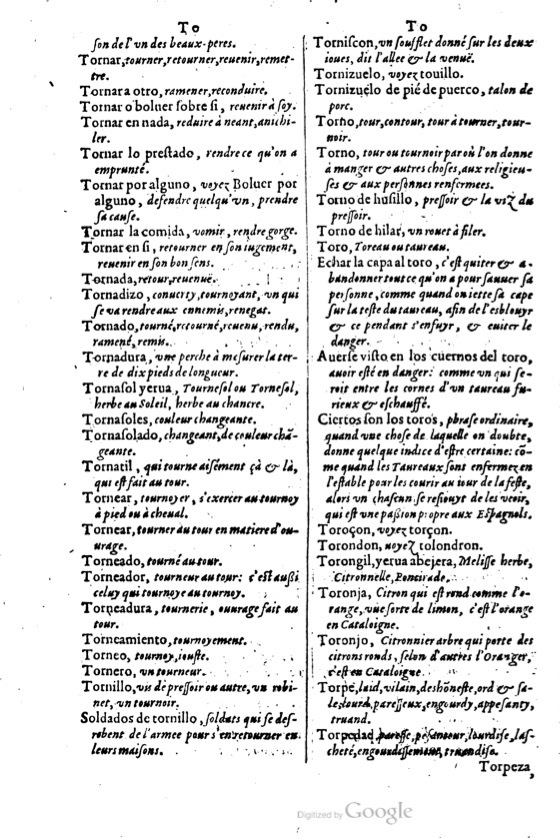 1621 - Adrian Tiffaine - Trésor des deux langues espagnole et française - BM Lyon