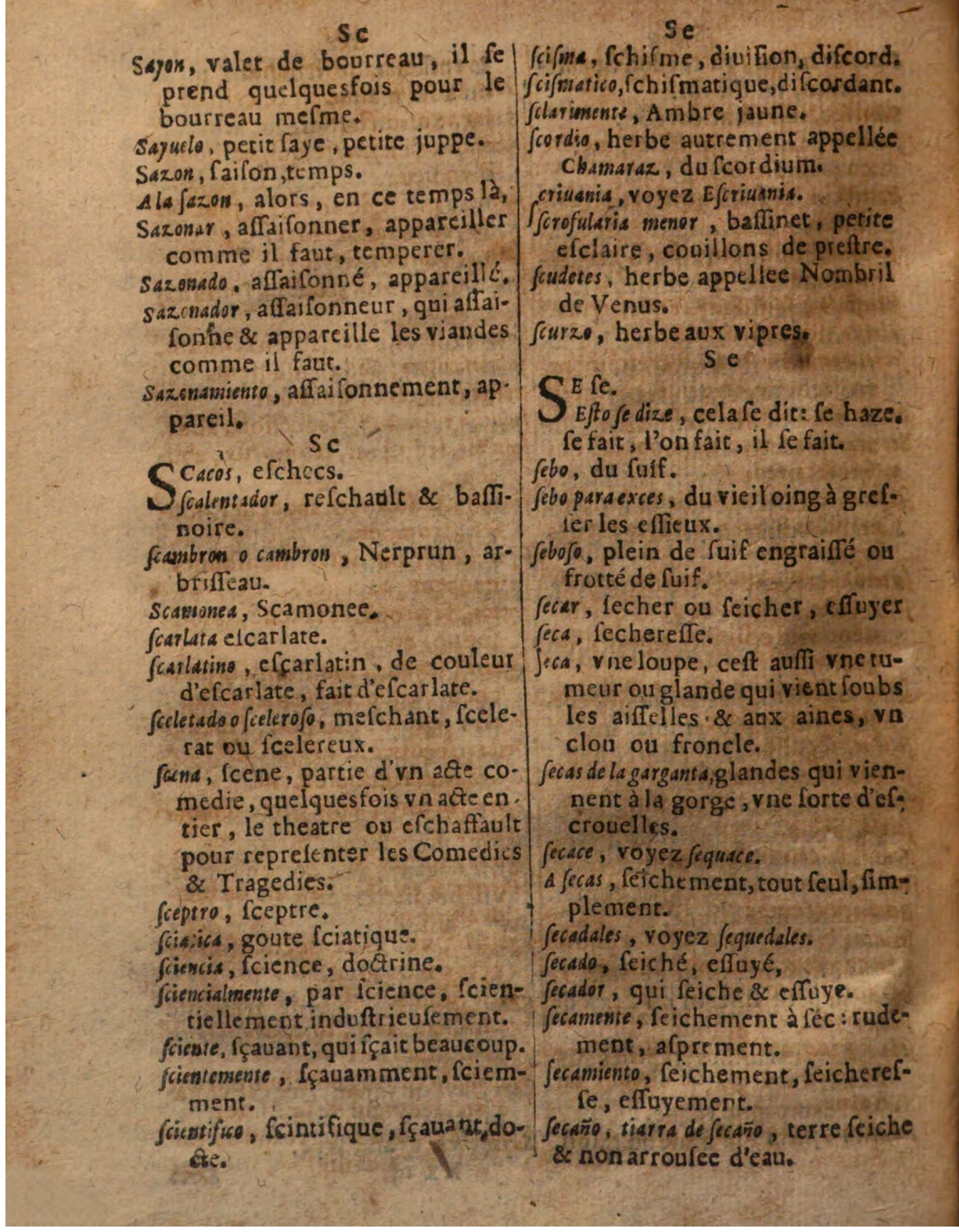 1625 - Hubert Antoine - Trésor des deux langues espagnole et française - Augsbourg