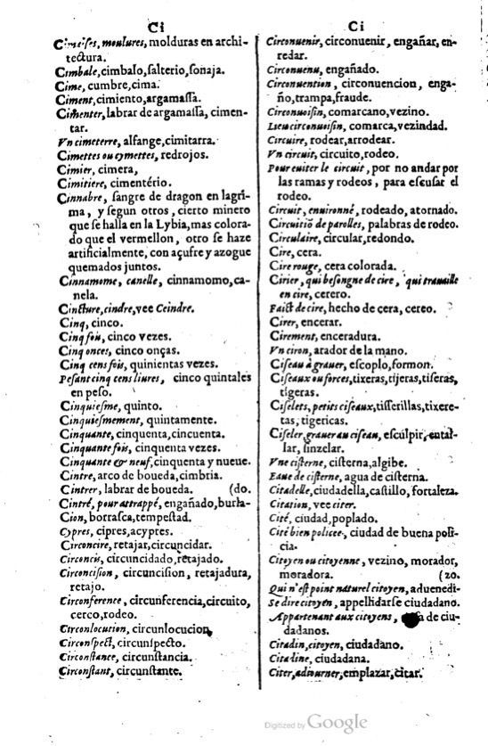 1621 - Adrian Tiffaine - Trésor des deux langues espagnole et française - BM Lyon