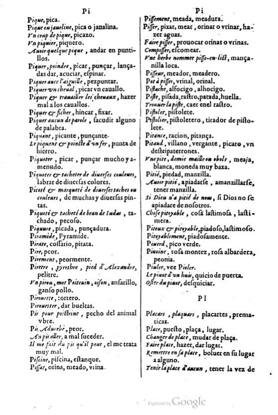 1621 - Adrian Tiffaine - Trésor des deux langues espagnole et française - BM Lyon