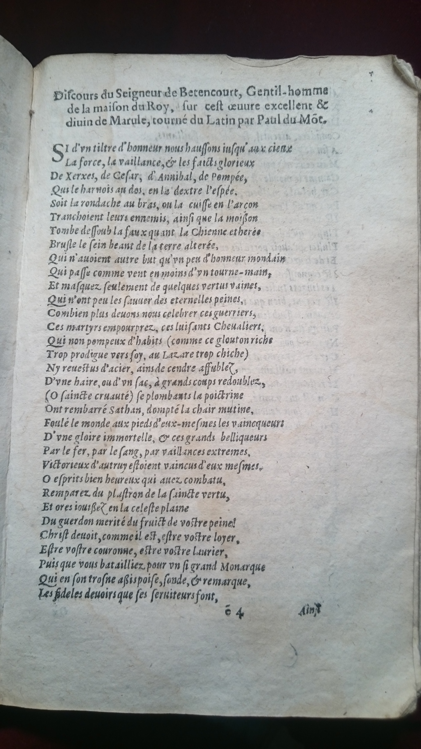 1596 - Jean Bogart - Trésor des faits et dits mémorables des hommes saints et illustres - BM Amiens