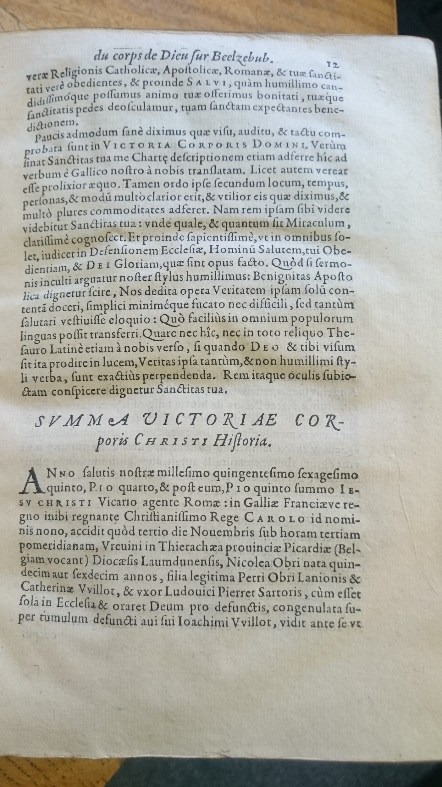 1578 - Nicolas Chesneau - Trésor et entière histoire de la triomphante victoire du corps de Dieu sur l’esprit malin - Douai Quincy